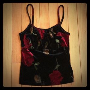 Black Velvet Floral Tank Top